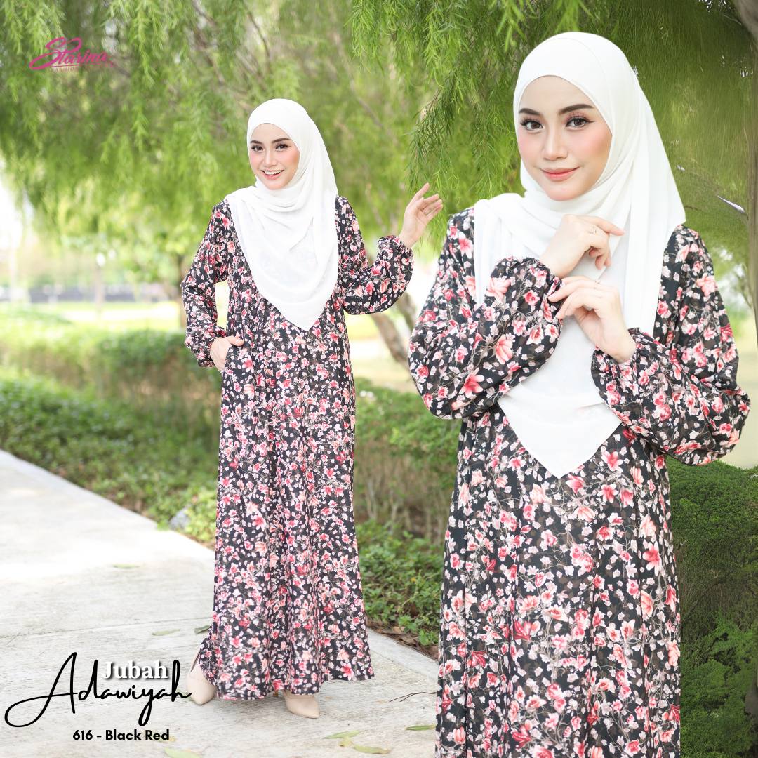 Jubah Adawiyah - JDS-616 ( BLACK RED )