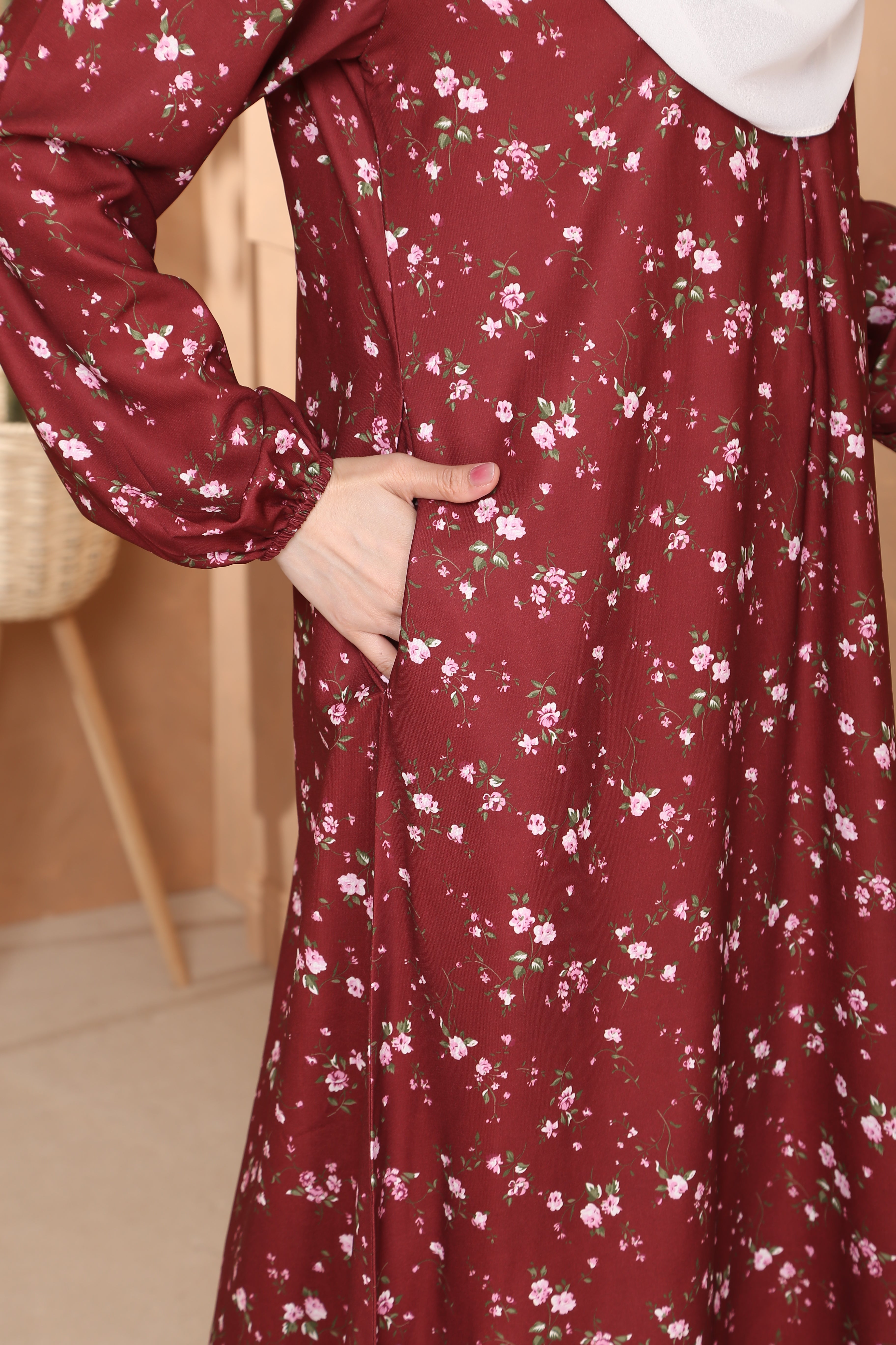 Jubah Helena Exclusive - JHE-523 ( DARK MAROON )