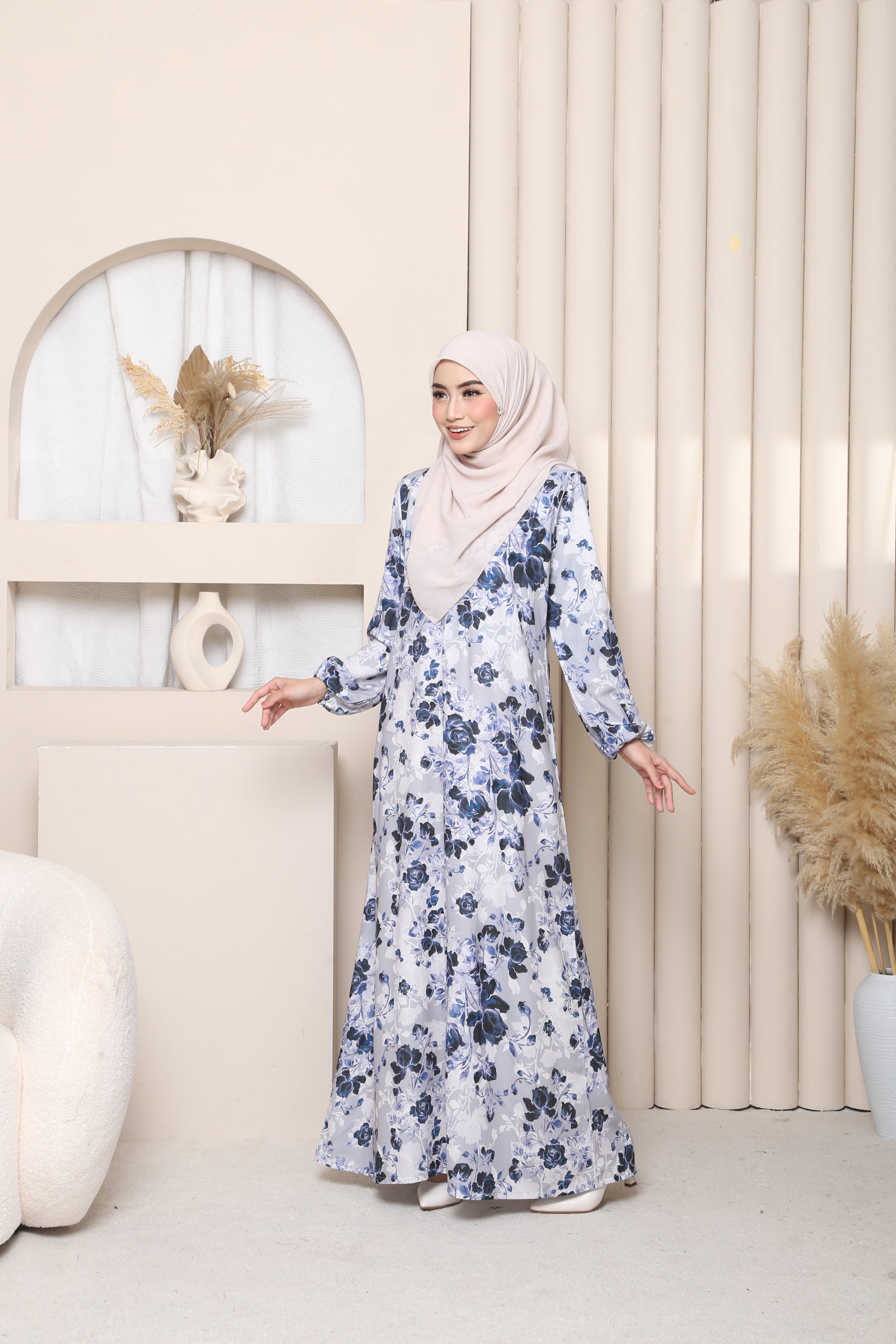 Jubah Maryam Exclusive - JME-805 ( WHITE+GREY )