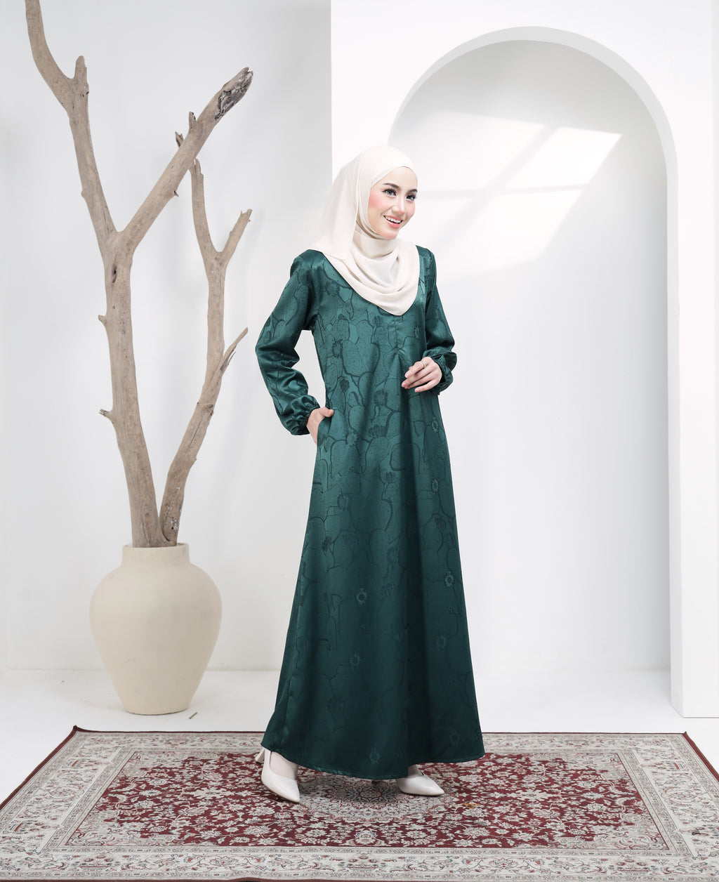 Jubah Naura Exclusive - JNE-132 ( EMERALD GREEN )