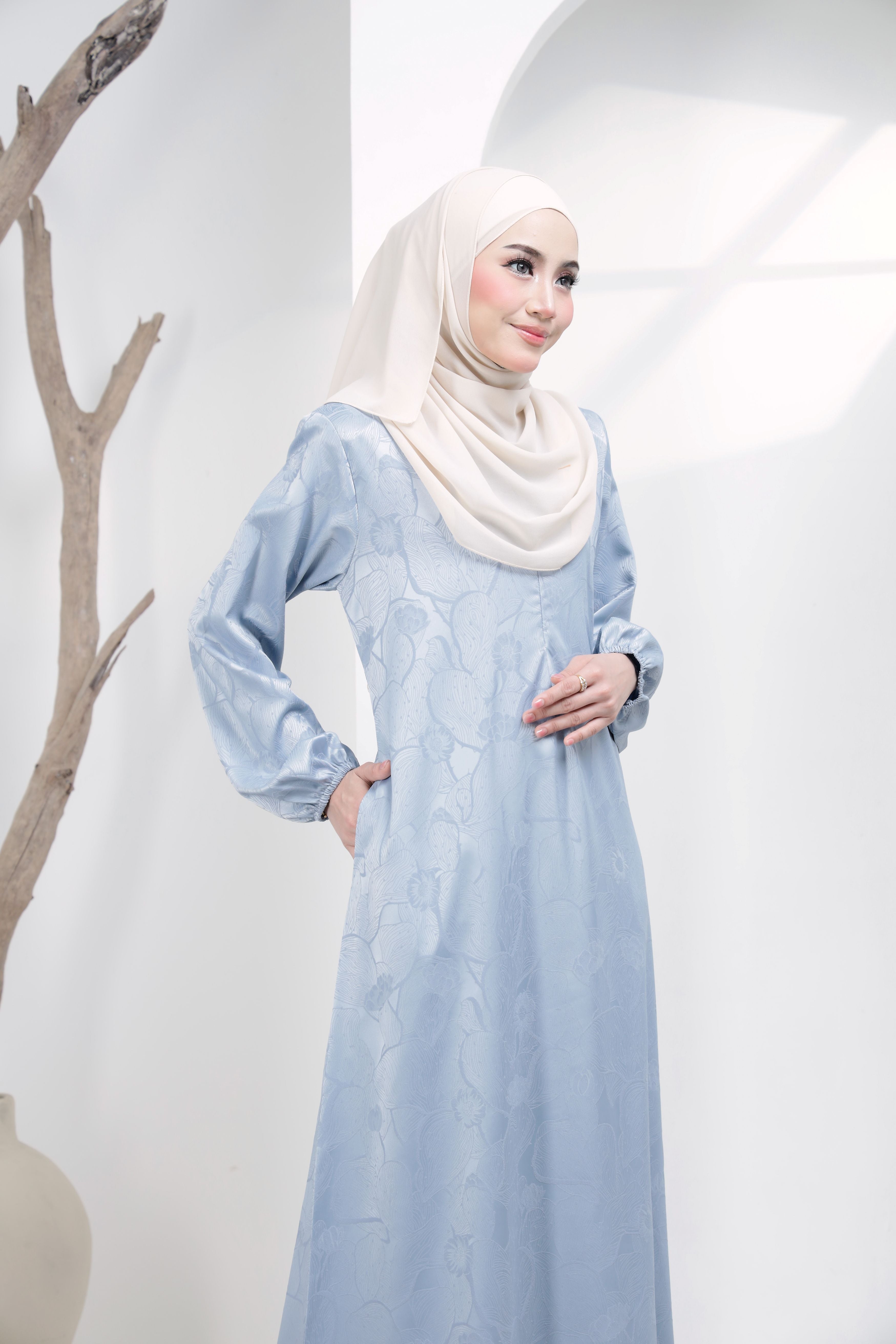 Jubah Naura Exclusive - JNE-129 ( LIGHT ASH BLUE )