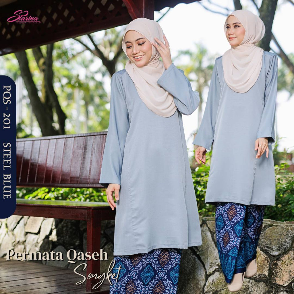PERMATA QASEH SONGKET - STEEL BLUE