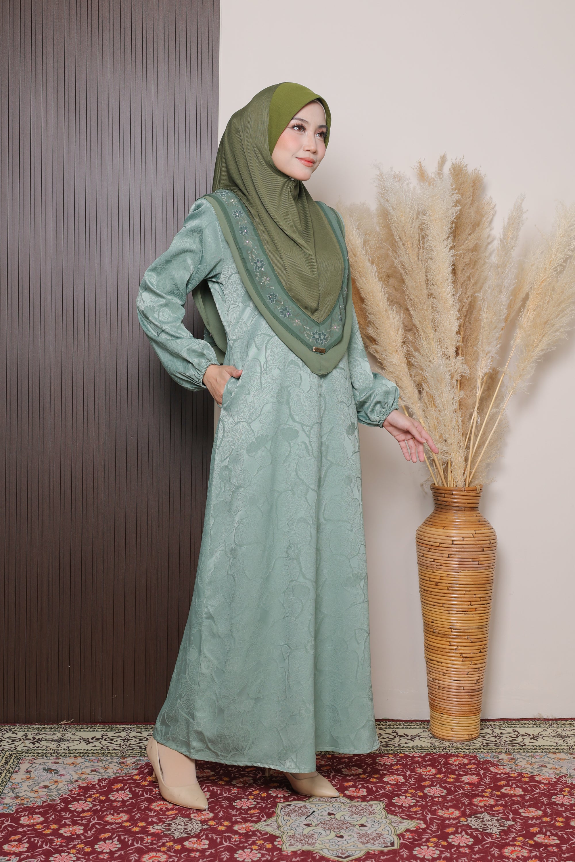 Jubah Naura Exclusive - DUSTY GREEN