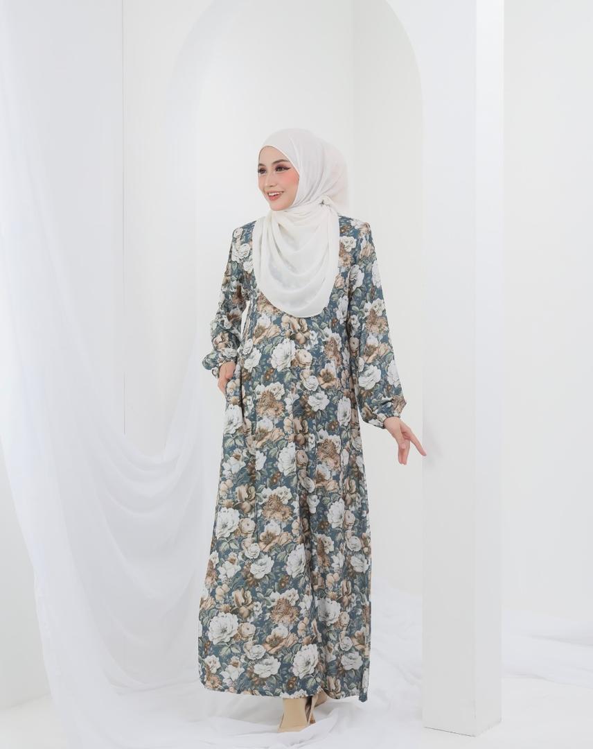 Jubah Qadeeja - DARK GREY + GOLD