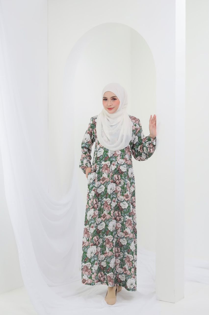 Jubah Qadeeja - FOREST GREEN