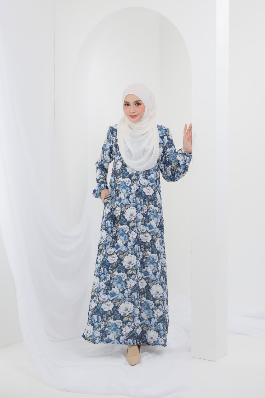 Jubah Qadeeja - NAVY BLUE+ STEEL BLUE