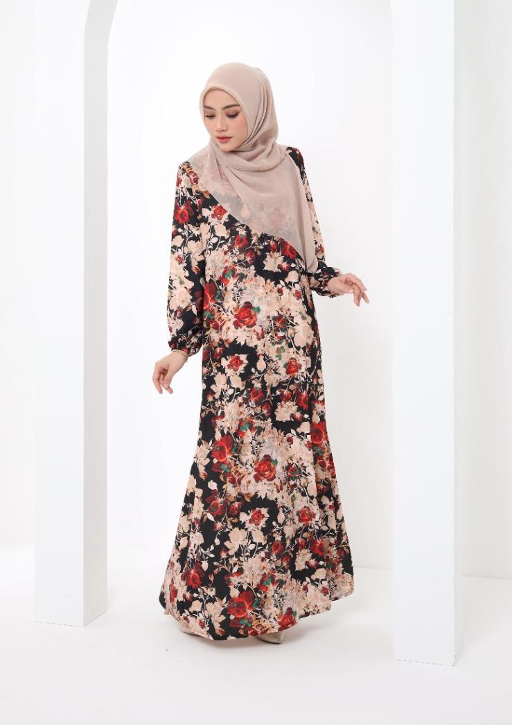 Jubah Maryam Exclusive - JME-801 ( BLACK RED )