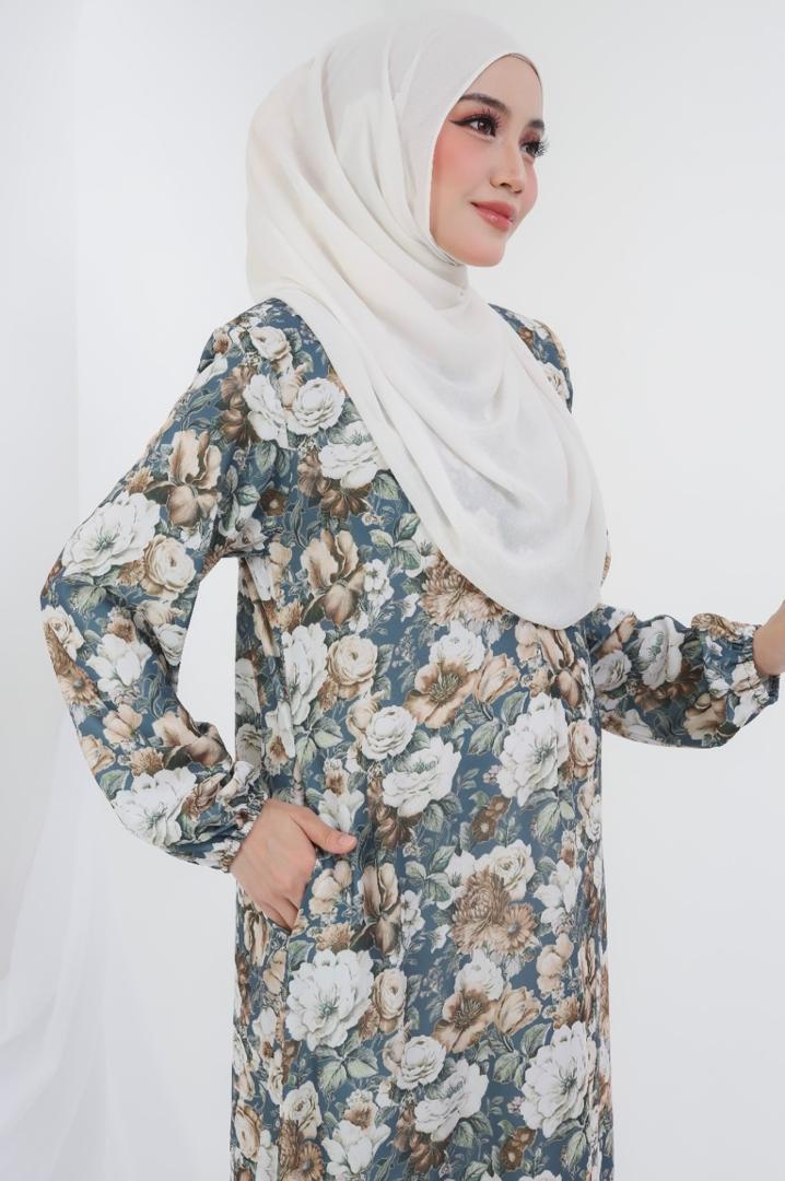 Jubah Qadeeja - DARK GREY + GOLD