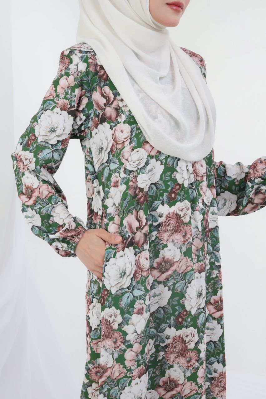 Jubah Qadeeja - FOREST GREEN