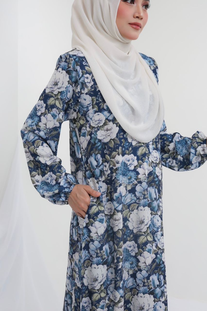 Jubah Qadeeja - NAVY BLUE+ STEEL BLUE