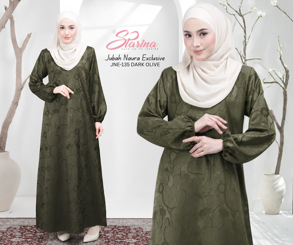 Jubah Naura Exclusive - JNE-135 ( DARK OLIVE )