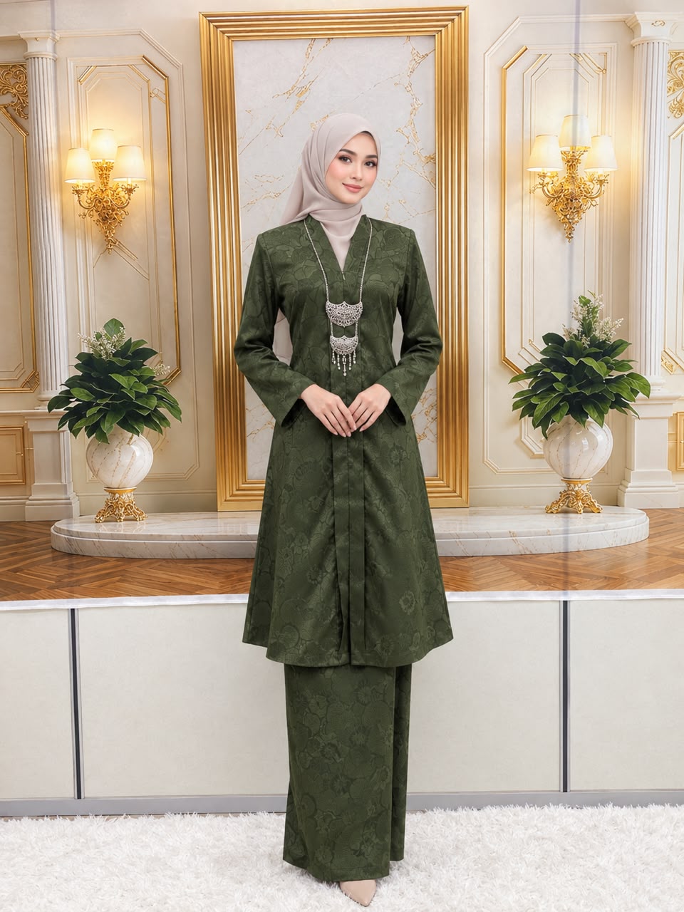 KEBAYA NAURA EXCLUSIVE - KNE-308 ( OLIVE GREEN )