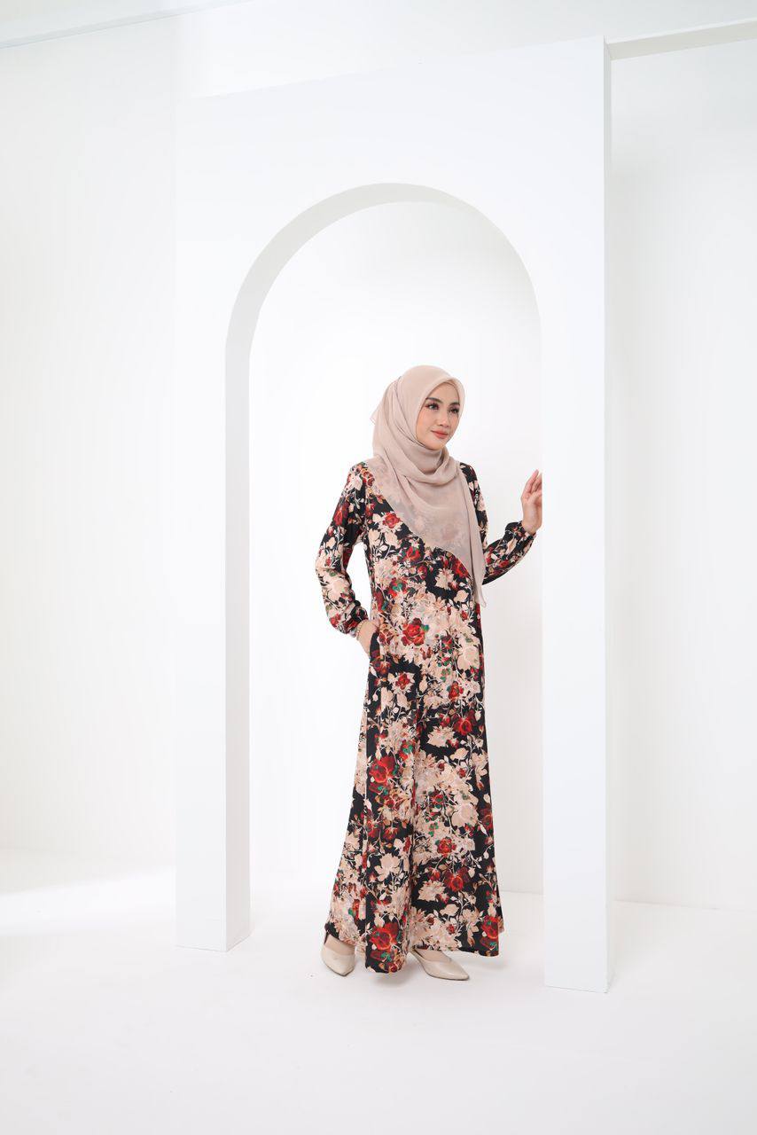 Jubah Maryam Exclusive - JME-801 ( BLACK RED )