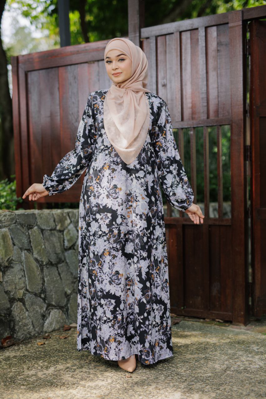Jubah Maryam Exclusive - BLACK GREY