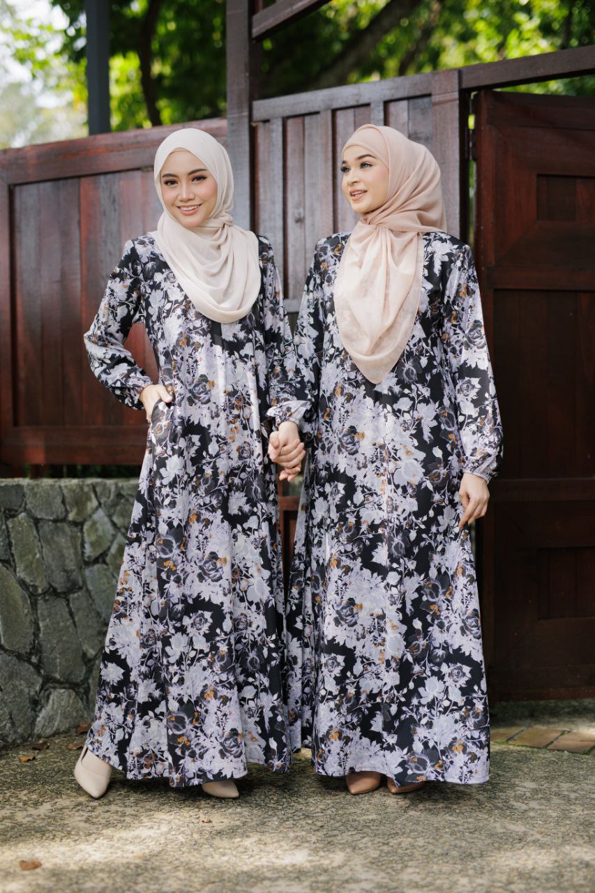 Jubah Maryam Exclusive - JME-803 ( BLACK GREY )