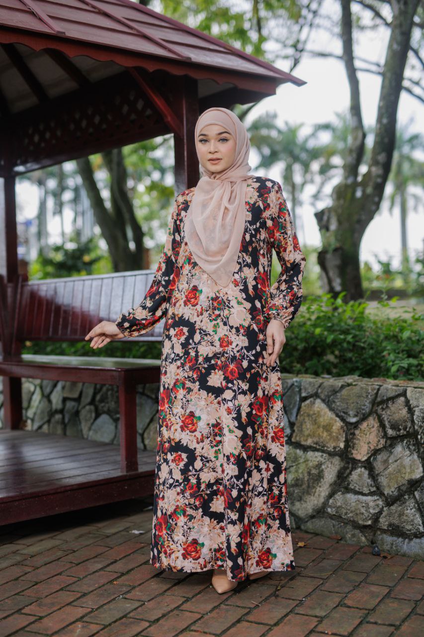 Jubah Maryam Exclusive - BLACK RED