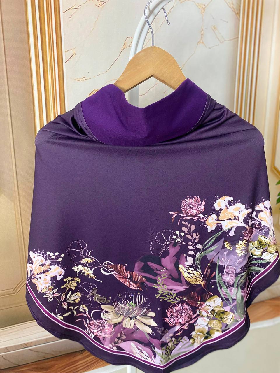 FLORAL SARONG LYCRA -FSL-181 (DARK PURPLE)