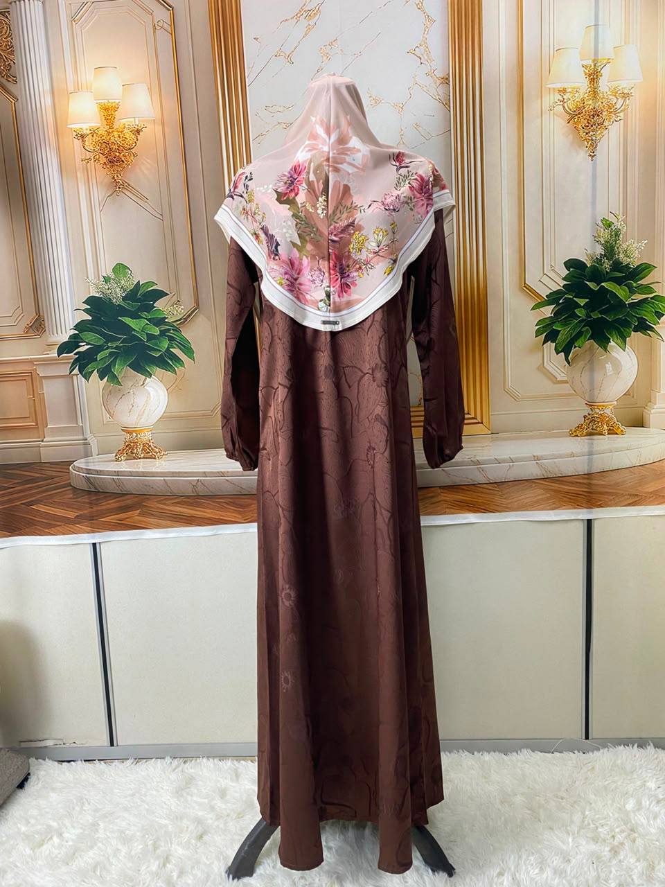 FLORAL SARONG LYCRA -FSL-182 (BROWN)