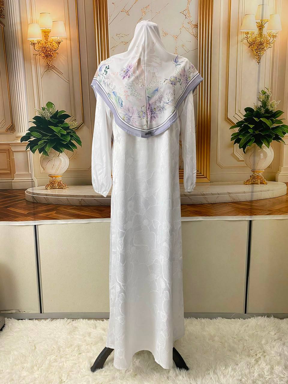 FLORAL SARONG LYCRA -FSL-185 (WHITE)