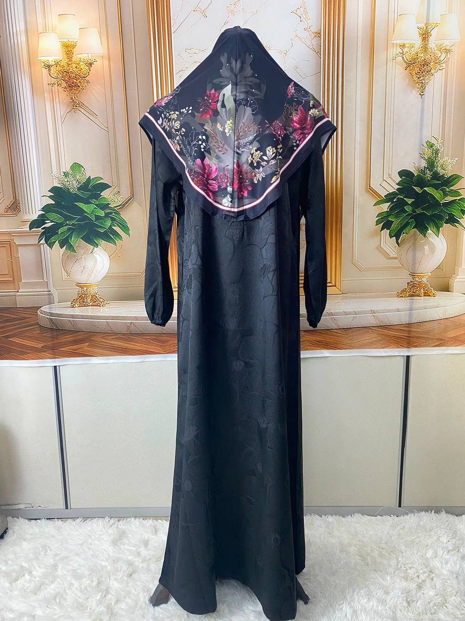 FLORAL SARONG LYCRA -FSL-180 (BLACK)