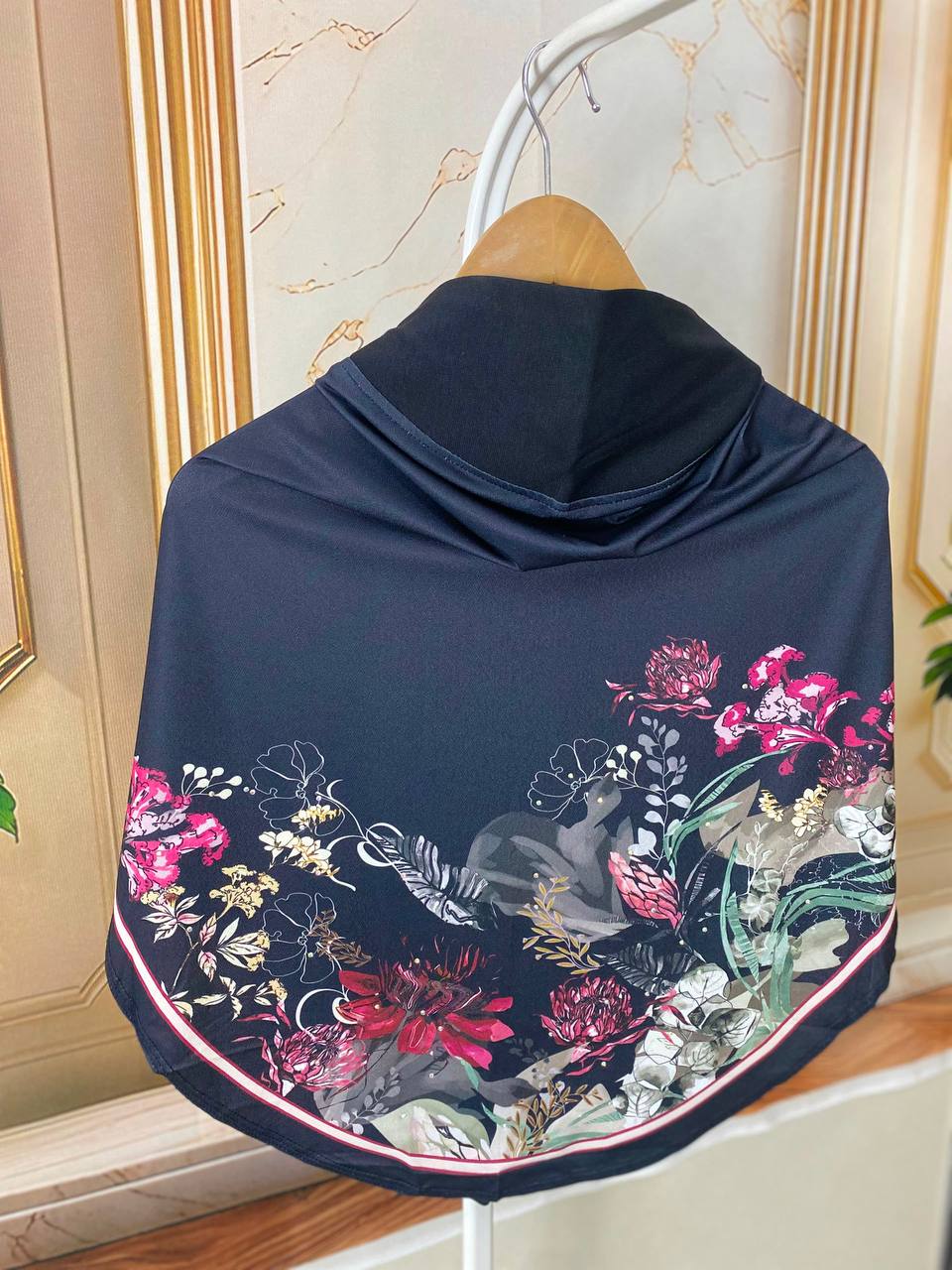 FLORAL SARONG LYCRA -FSL-180 (BLACK)