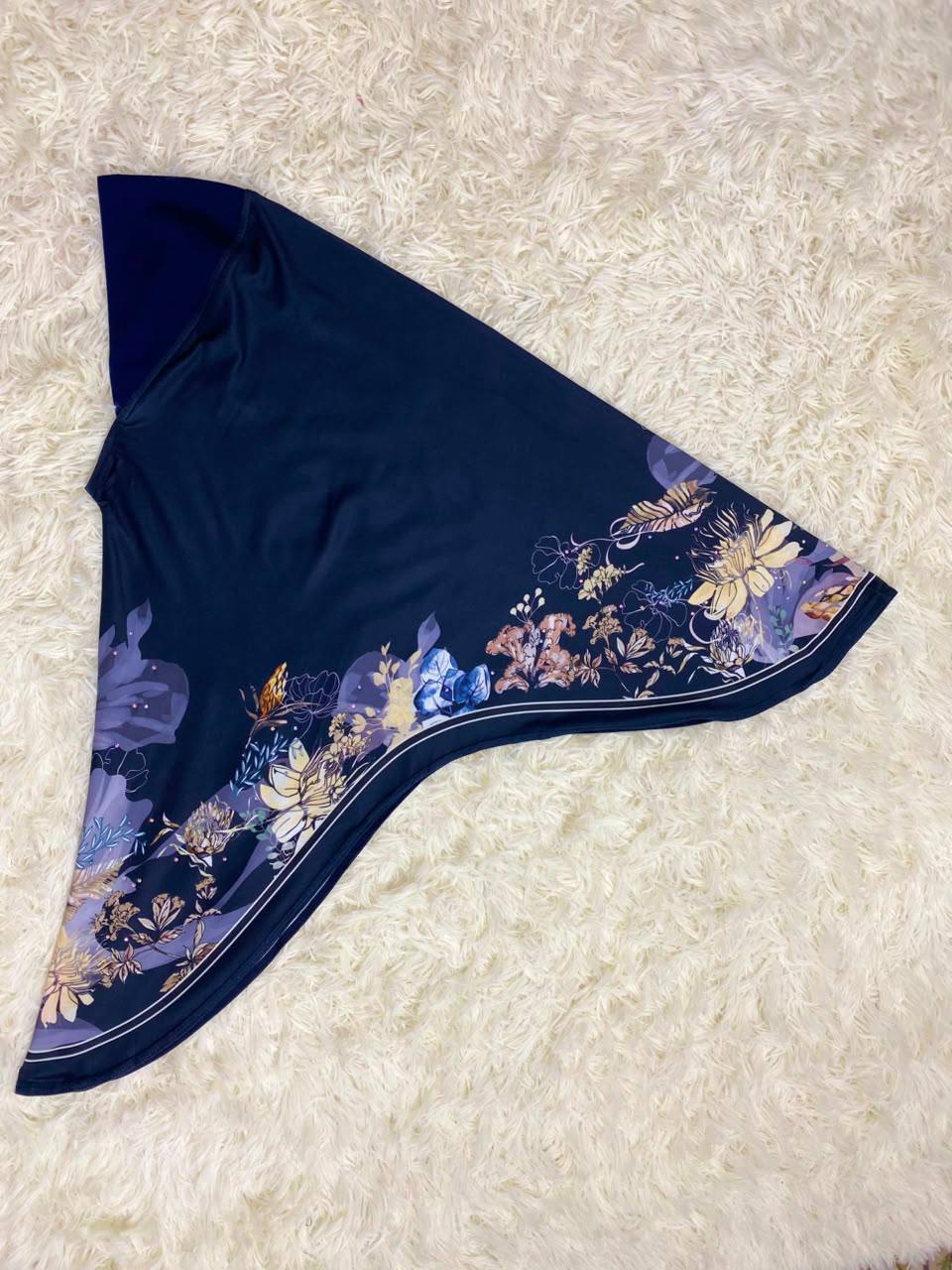 FLORAL SARONG LYCRA -FSL-186 (BLUE BLACK)