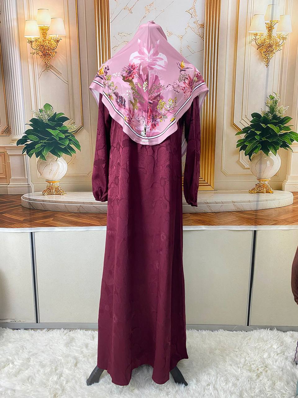 FLORAL SARONG LYCRA -FSL-187 (DUSTY PINK)