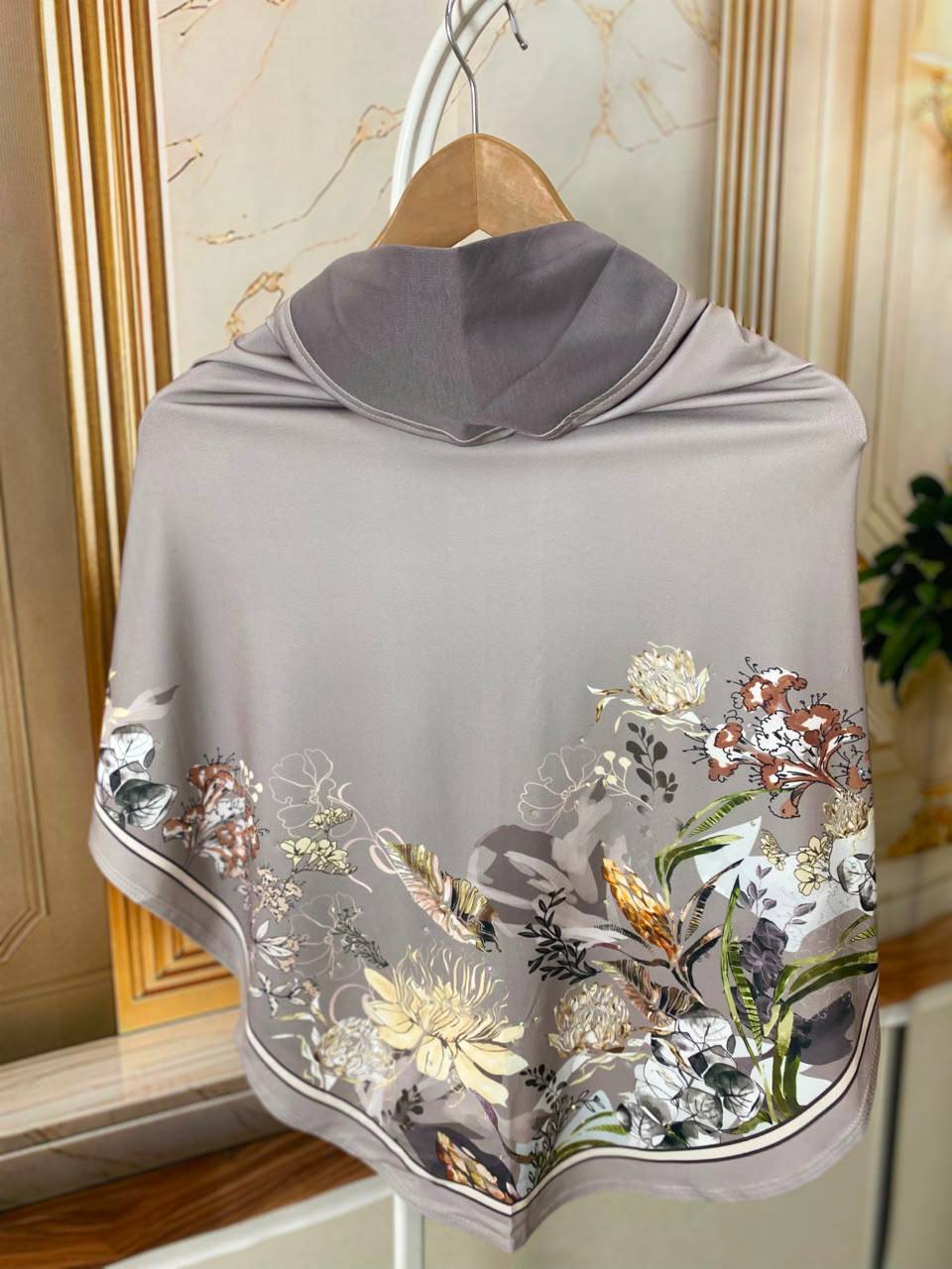 FLORAL SARONG LYCRA -FSL-189 (LIGHT GREY)