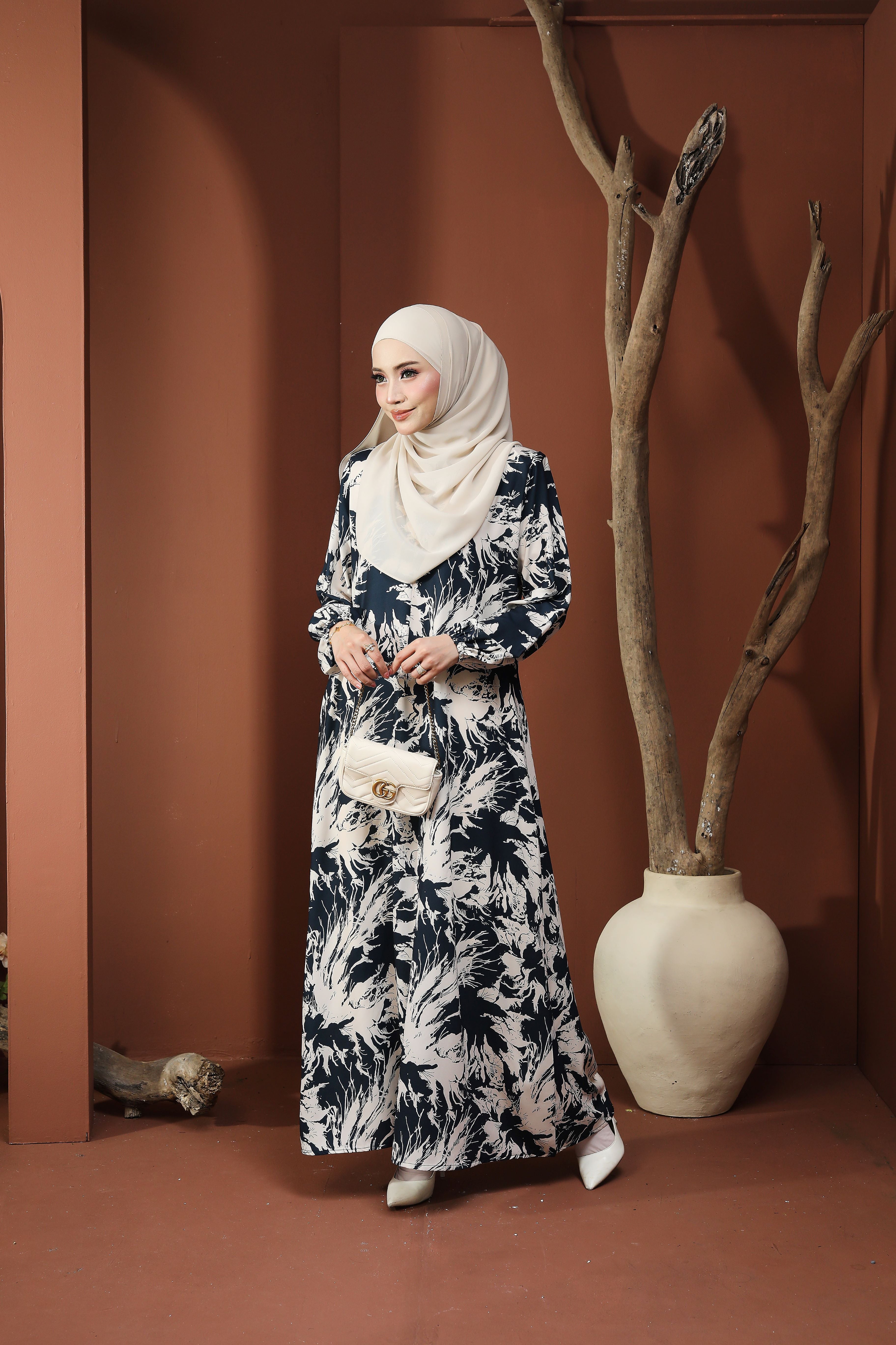 Jubah Clara Series - JCS-621 ( BLUE BLACK )