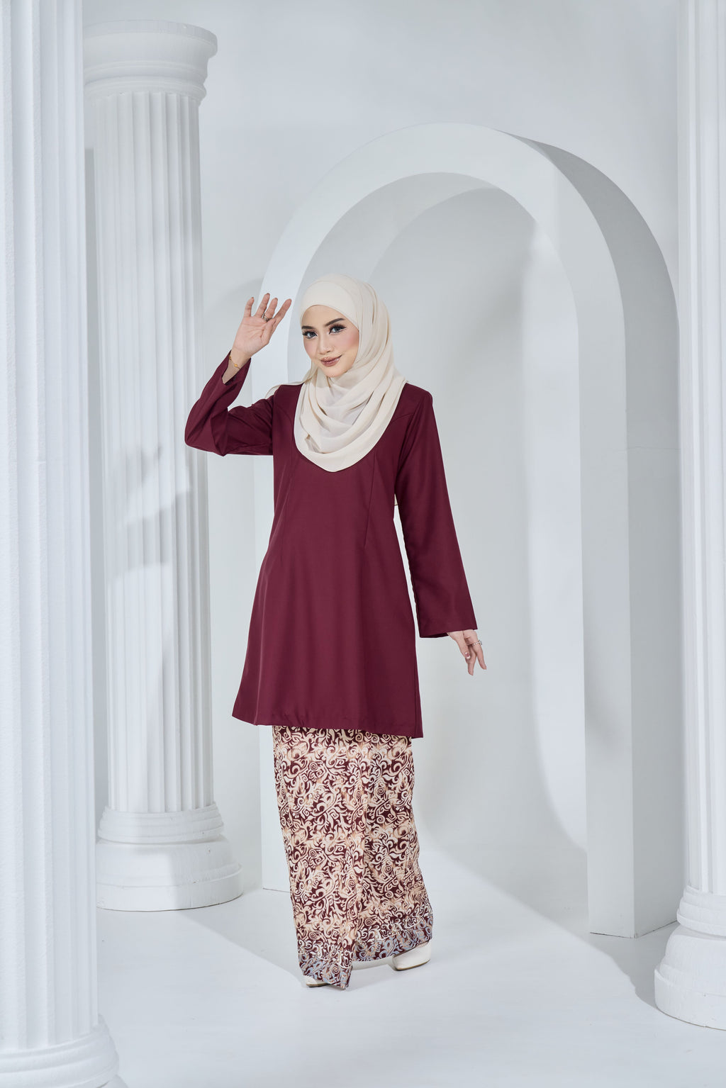 Kurung Citra Permaisuri -KCP-126 ( MAROON BURGUDY )