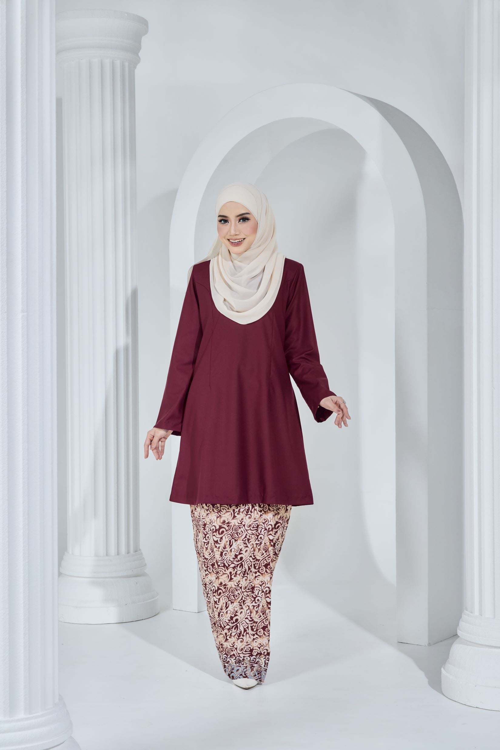 Kurung Citra Permaisuri -KCP-126 ( MAROON BURGUDY )