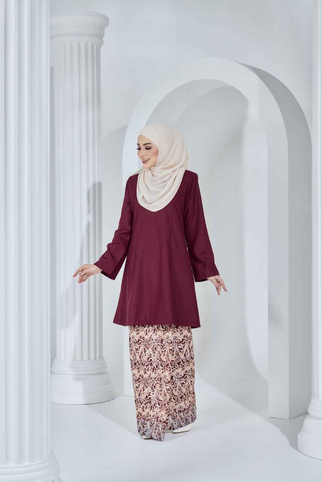 Kurung Citra Permaisuri -KCP-126 ( MAROON BURGUDY )